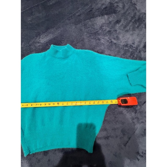 Rafaella Teal Green Crew Neck Dolman Sleeves Ribbed Pullover Sweater Large - Picture 5 of 5